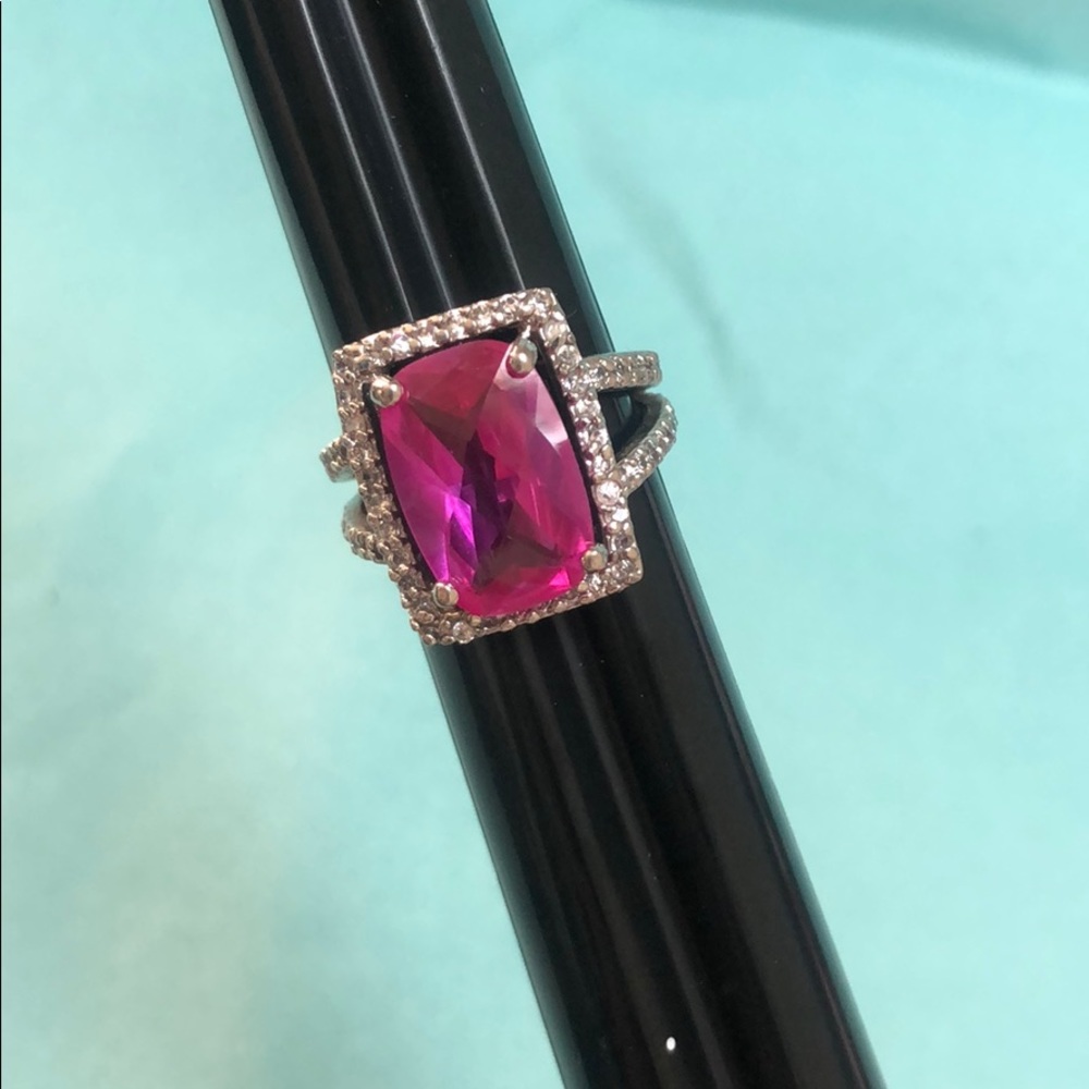 Pink 925 Statement Cocktail Ring - image 5